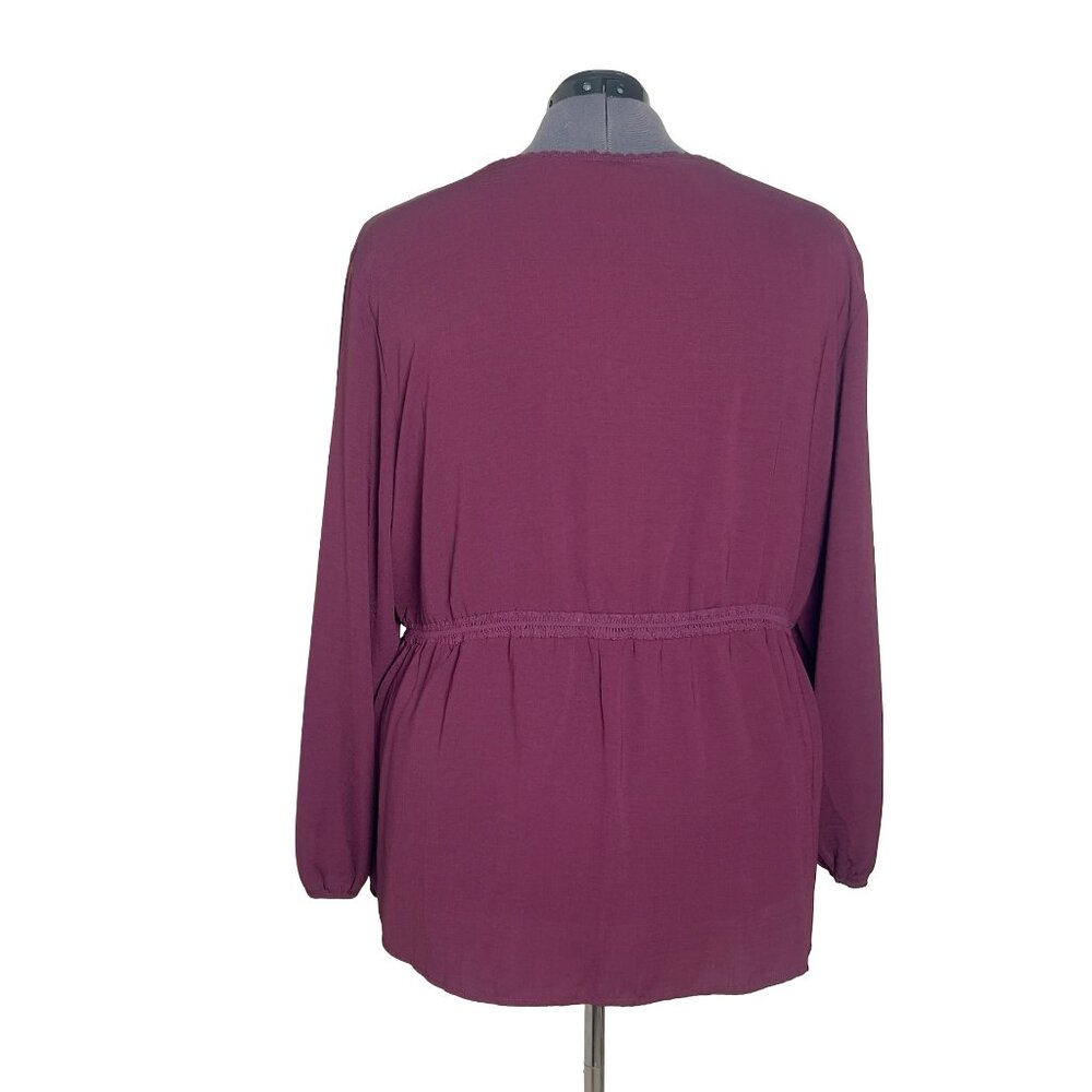 Maurices Deep Purple Crochet Trim Front Tie Kimono (Size 3X) - Picture 3 of 7